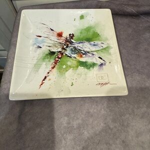 Dean Crouser Dragonfly Art Square Plate